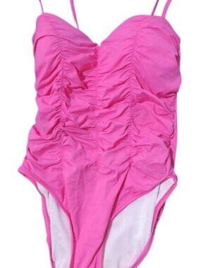 Louis Feraud Ruched Sweetheart Full Coverage Pink one piece swimsuit B cup small